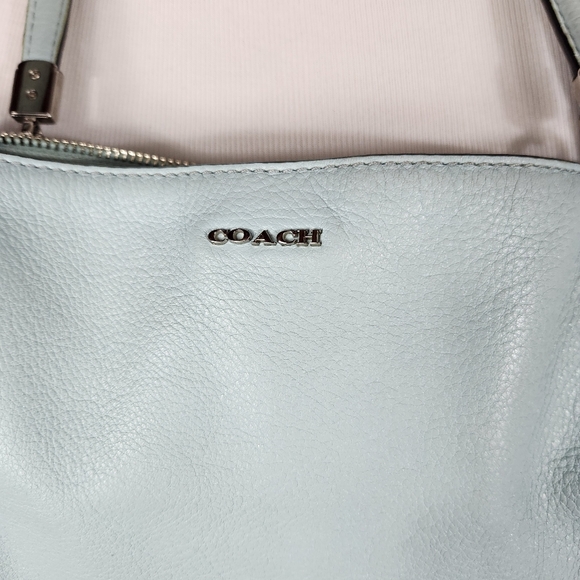 COACH Purse Blue Madison Cafe Carryall Sea Mist Shoulder Bag F27859 - Picture 2 of 16